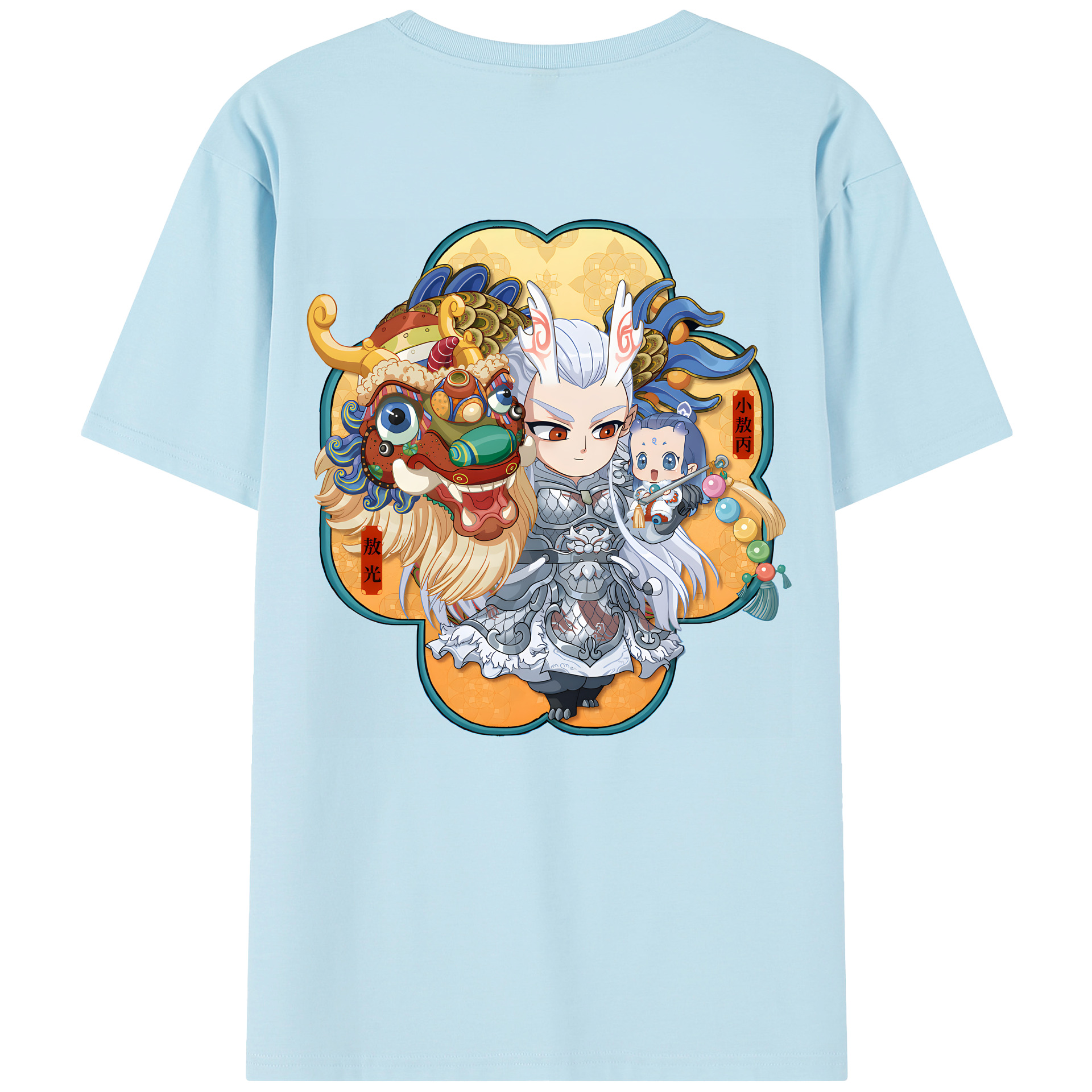 （画像用） Ne Zha 2 ナタ 魔童の大暴れ 綿100％半袖Tシャツ（背面プリント）